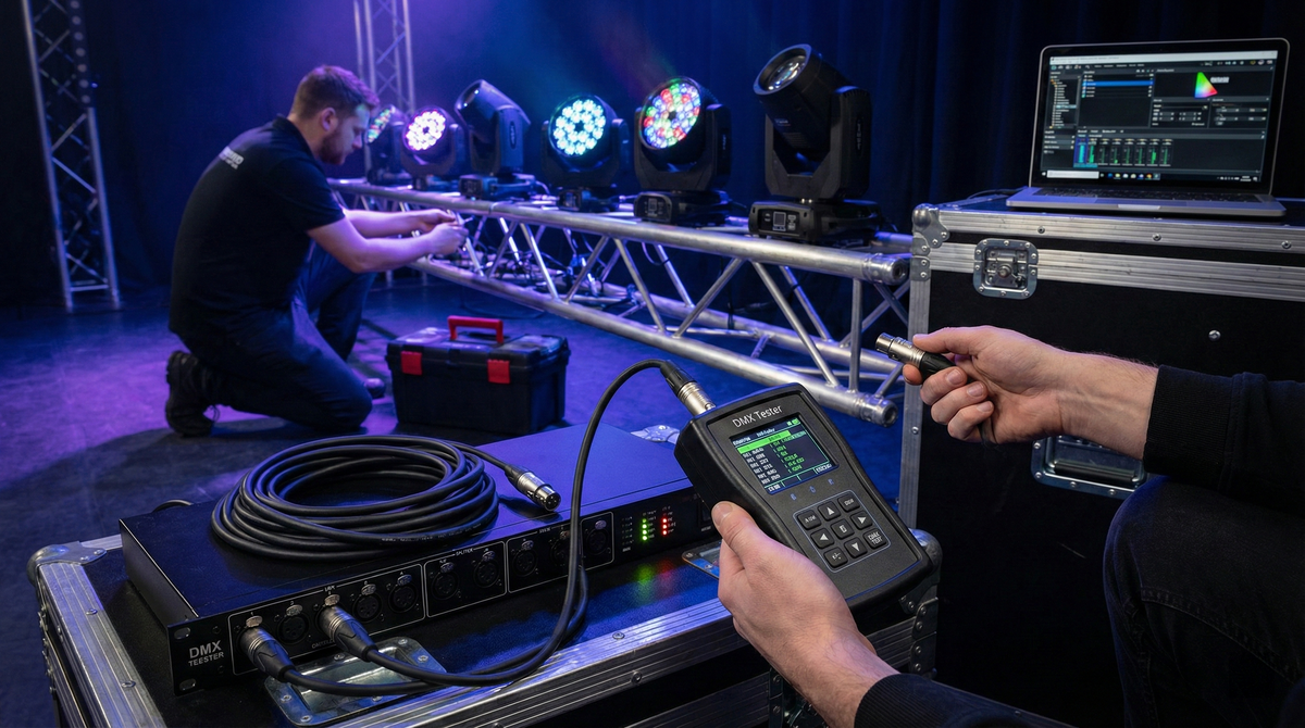 Troubleshooting DMX en escenarios y eventos: parpadeo, pérdida de señal, terminación y splitters sin dolores de cabeza