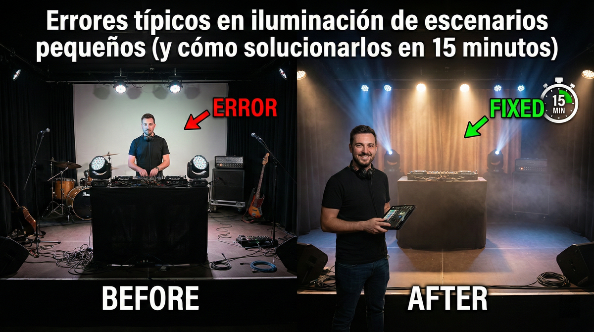 Errores típicos en iluminación de escenarios pequeños (y cómo solucionarlos en 15 minutos)