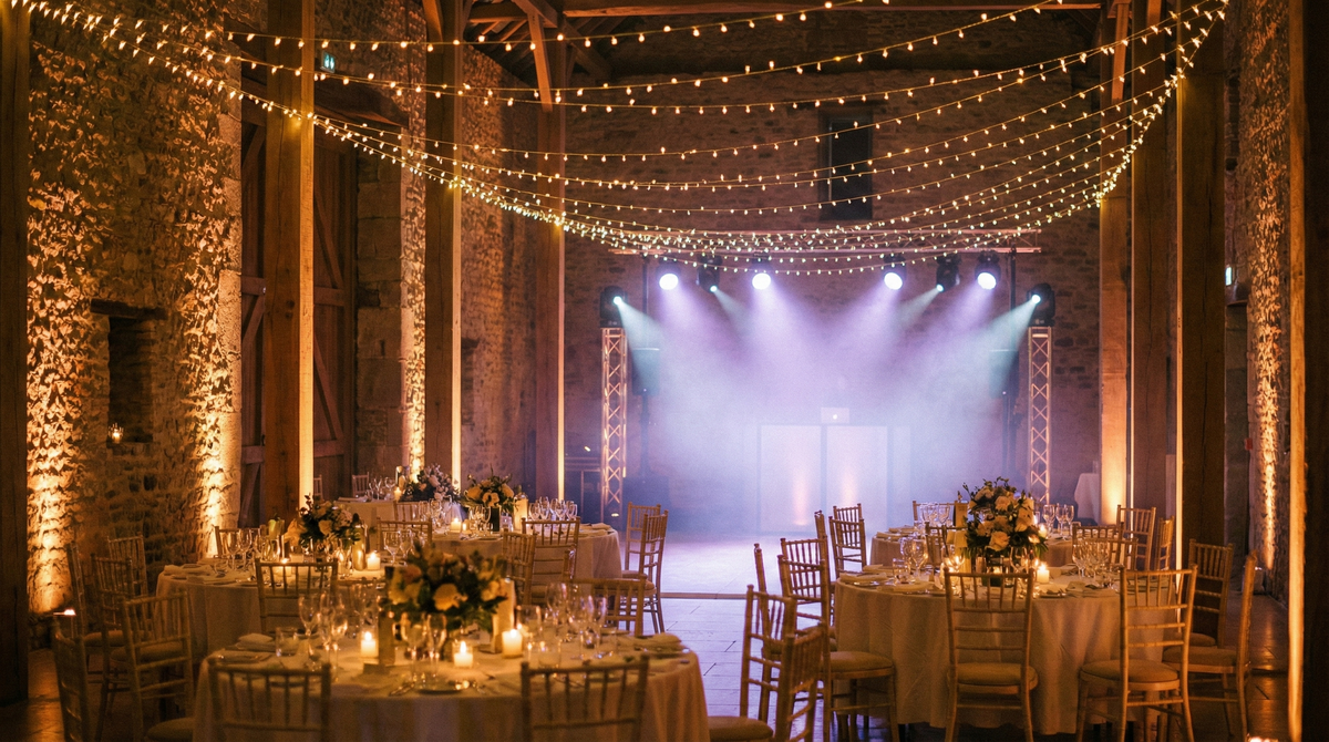Cómo montar un set de iluminación para bodas: 3 packs por aforo (80/150/300 personas)