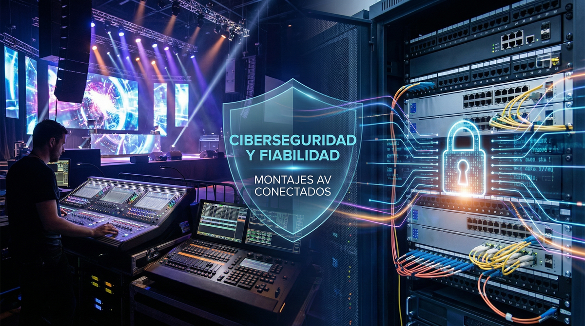 Ciberseguridad y fiabilidad en montajes AV conectados: por qué importa ya en eventos e instalaciones
