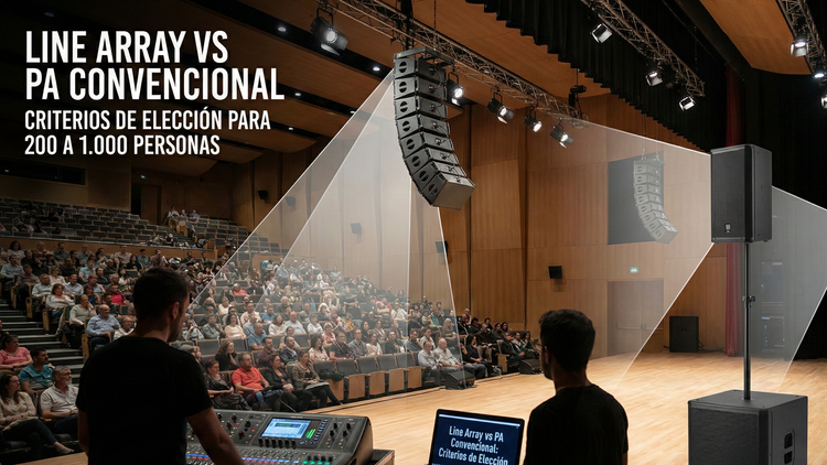 Line Array vs PA convencional: criterios de elección para 200 a 1.000 personas
