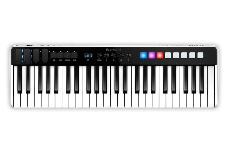 IK Multimedia iRig Keys I/O 49 - Controlador MIDI de 49 teclas con interfaz de audio 24-bit/96 kHz para iPhone/iPad, Mac y PC