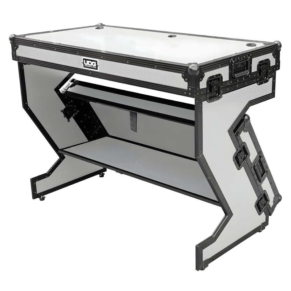 UDG U91072WH -ULTIMATE FLIGHT CASE PORTABLE Z-STYLE DJ TABLE WHITE PLUS (WHEELS)