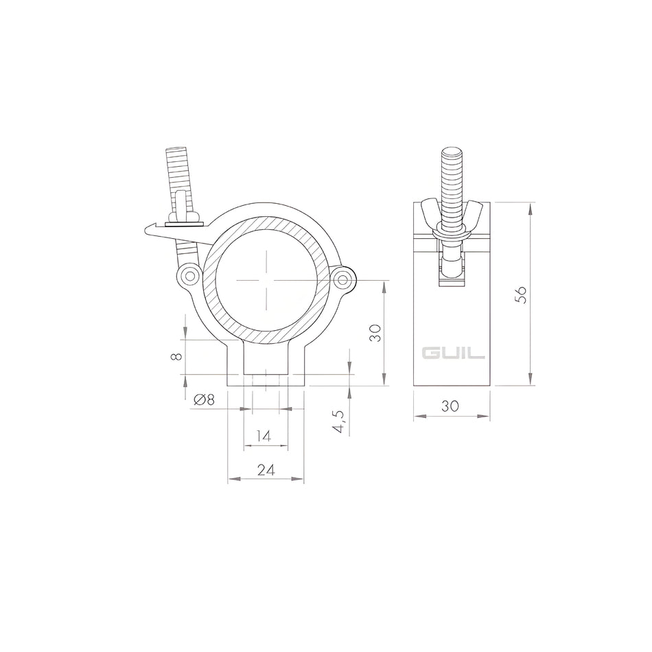 Abrazadera para tubos de Ø 35-40 mm. WLL: 30 kg. ABZ-38