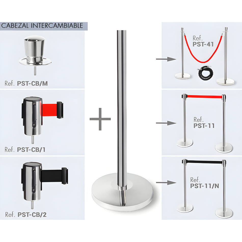 Cabezal con cuatro enganches. INOX. PST-CB/M