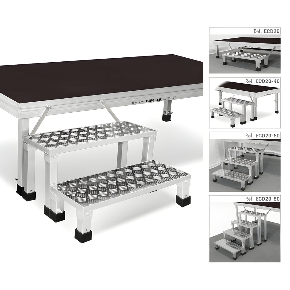 Escalera modular 100% aluminio. Patas desmontables. ECD