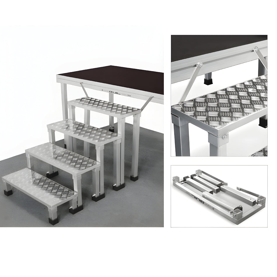 Escalera modular 100% aluminio. Patas desmontables. ECD