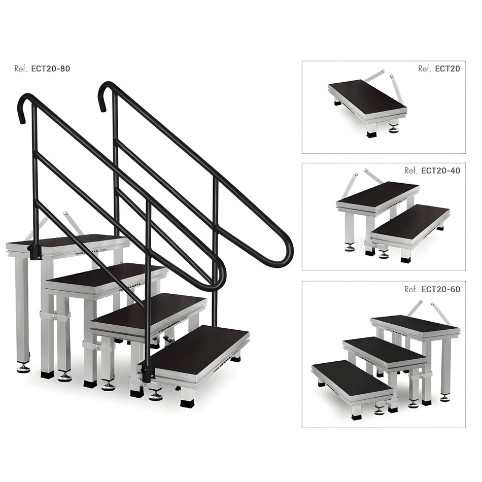 Escalera modular de aluminio y madera de abedul. Patas desmontables. Personalizables. ECT