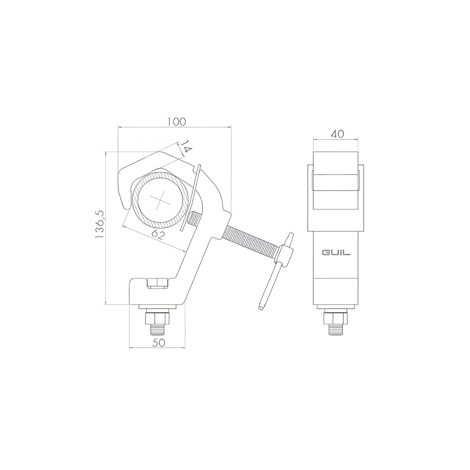 Garra de aluminio con plancha protectora. WLL: 250 kg. ABZ-14