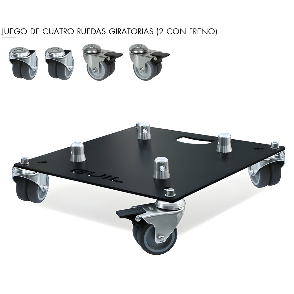 Juego de cuatro ruedas giratorias (2 con freno) para base de truss. SRD-01