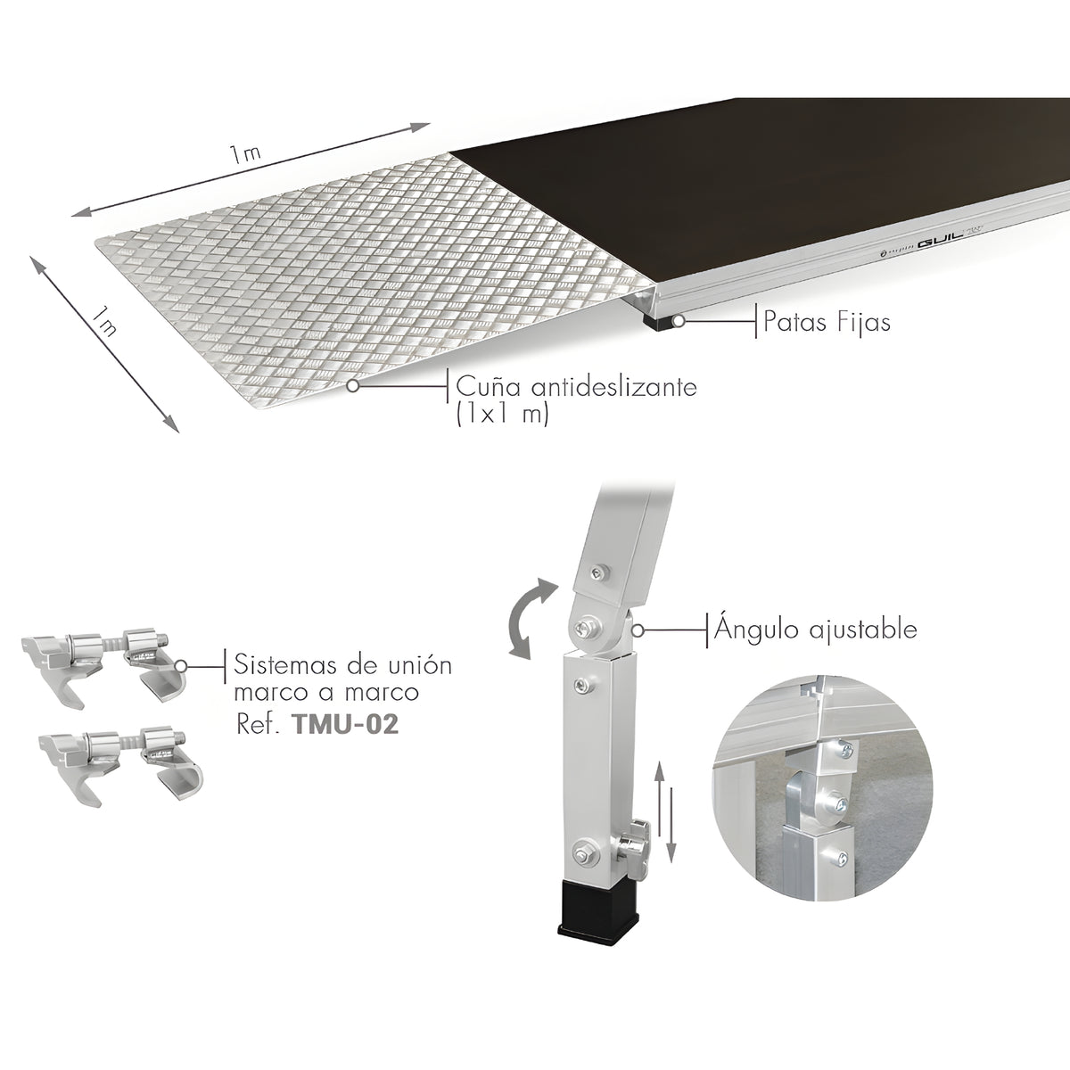 GUIL RMP-03 - Kit para el montaje de rampas apta para personas con movilidad reducida - Tempo Shop