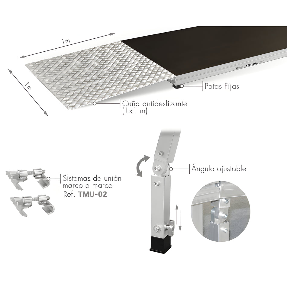 Kit para el montaje de rampas apta para personas con movilidad reducida. RMP-03