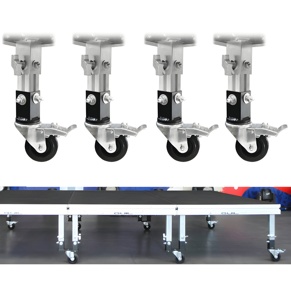 Juego de 4 patas telescópicas con ruedas para tarimas. PCR/5