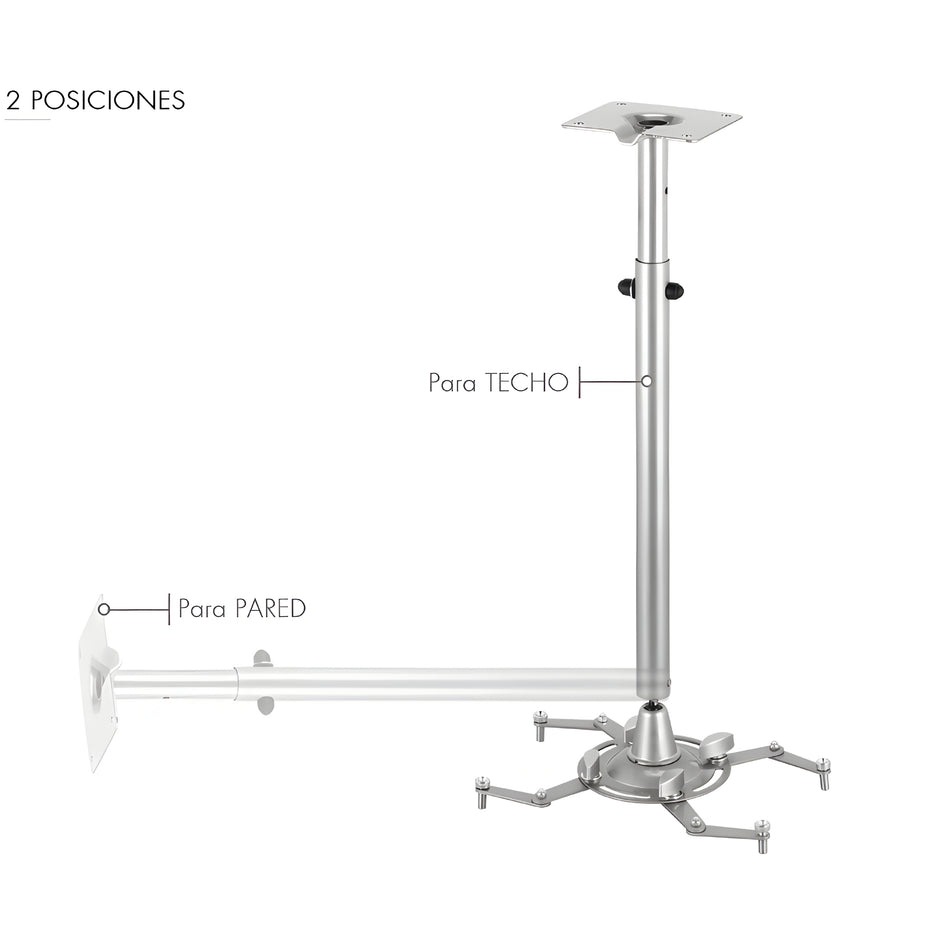 Soporte telescópico para video proyector. Fijación a techo y pared. PTR-15