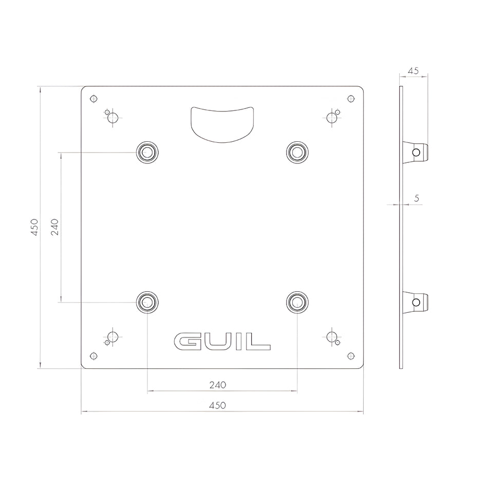 Base para truss cuadrado TQN290 (450 x 450 x 5 mm). TQN290-AC