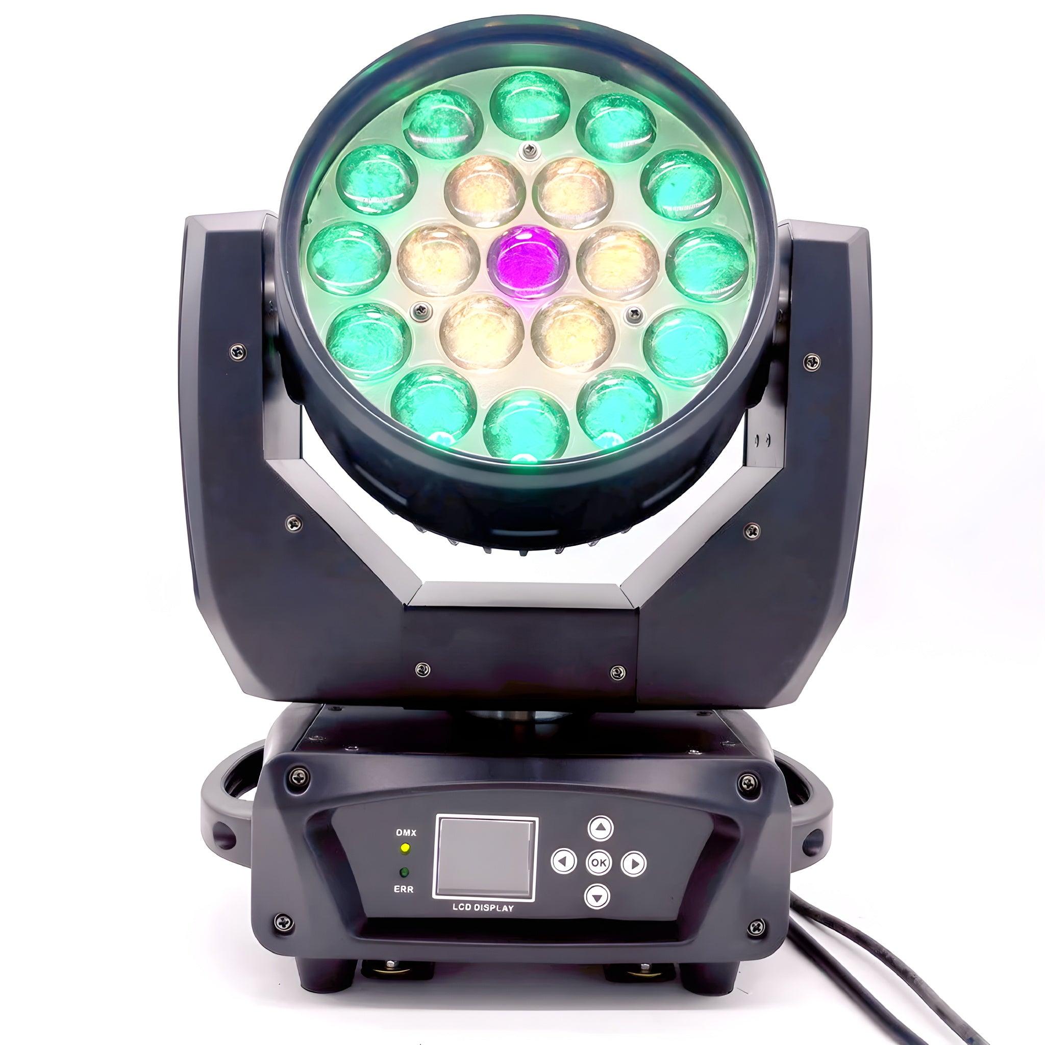 Cabeza móvil Beam & Wash LED 19x15W Zoom RGBW - Tempo Shop