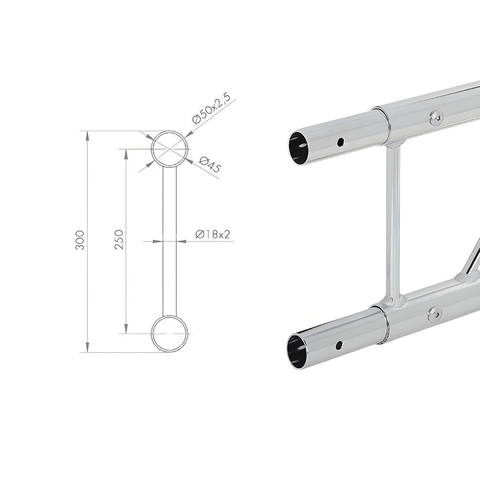 Escuadra de 90º en plano de truss paralelo. TP300-A/P