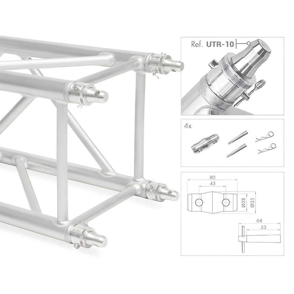 Truss cuadrado reforzado de 40 x 40 cm. TQN400XL