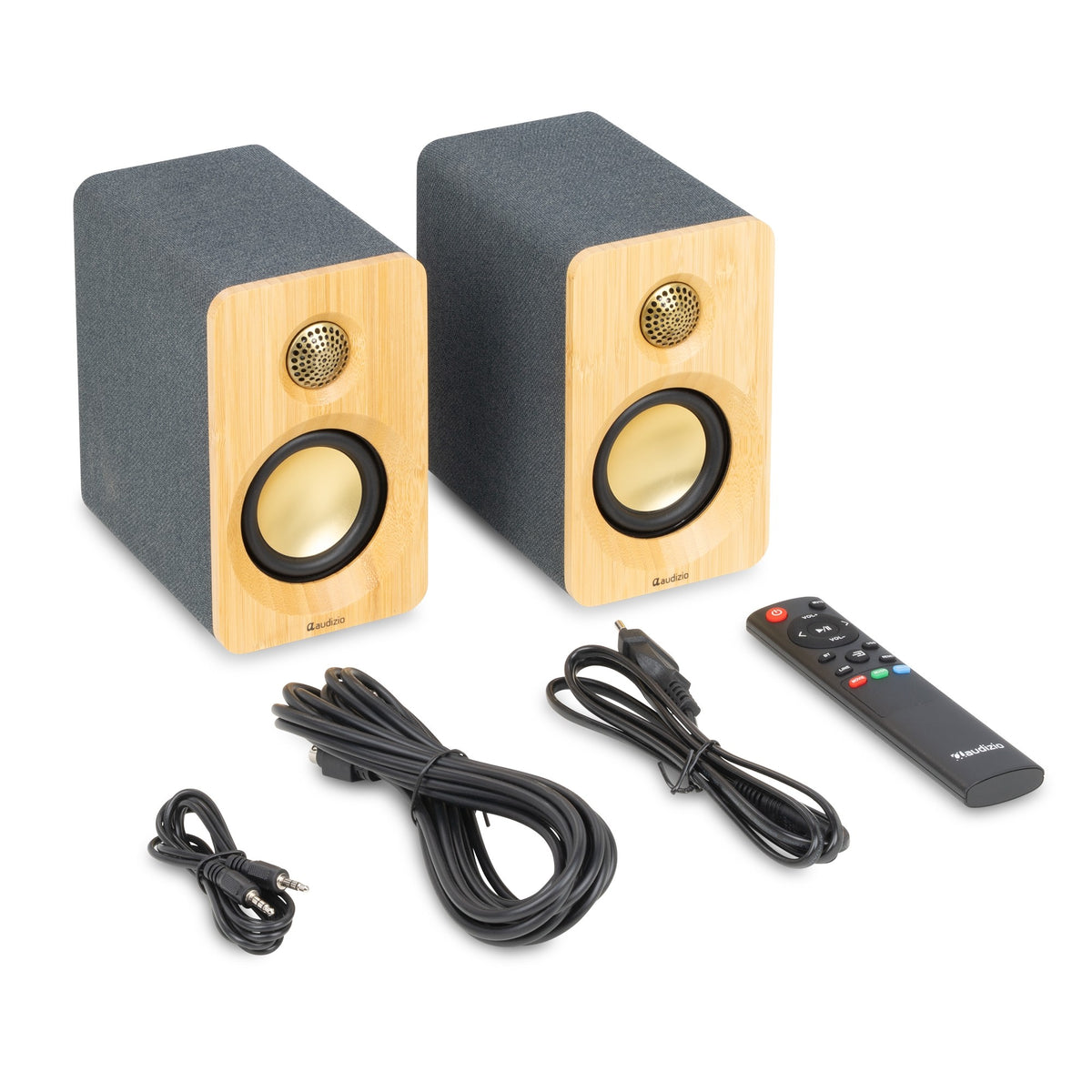 Audizio KS16 - Altavoces de Estantería Activos 100W Bluetooth Bambú - Tempo Shop