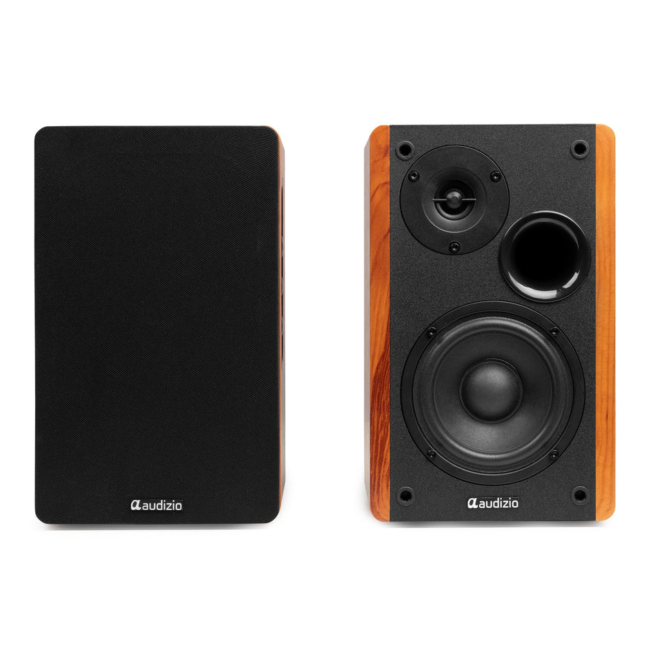 Audizio KS01 - 80W Active Bookshelf Speaker Set with Bluetooth and Wood Finish