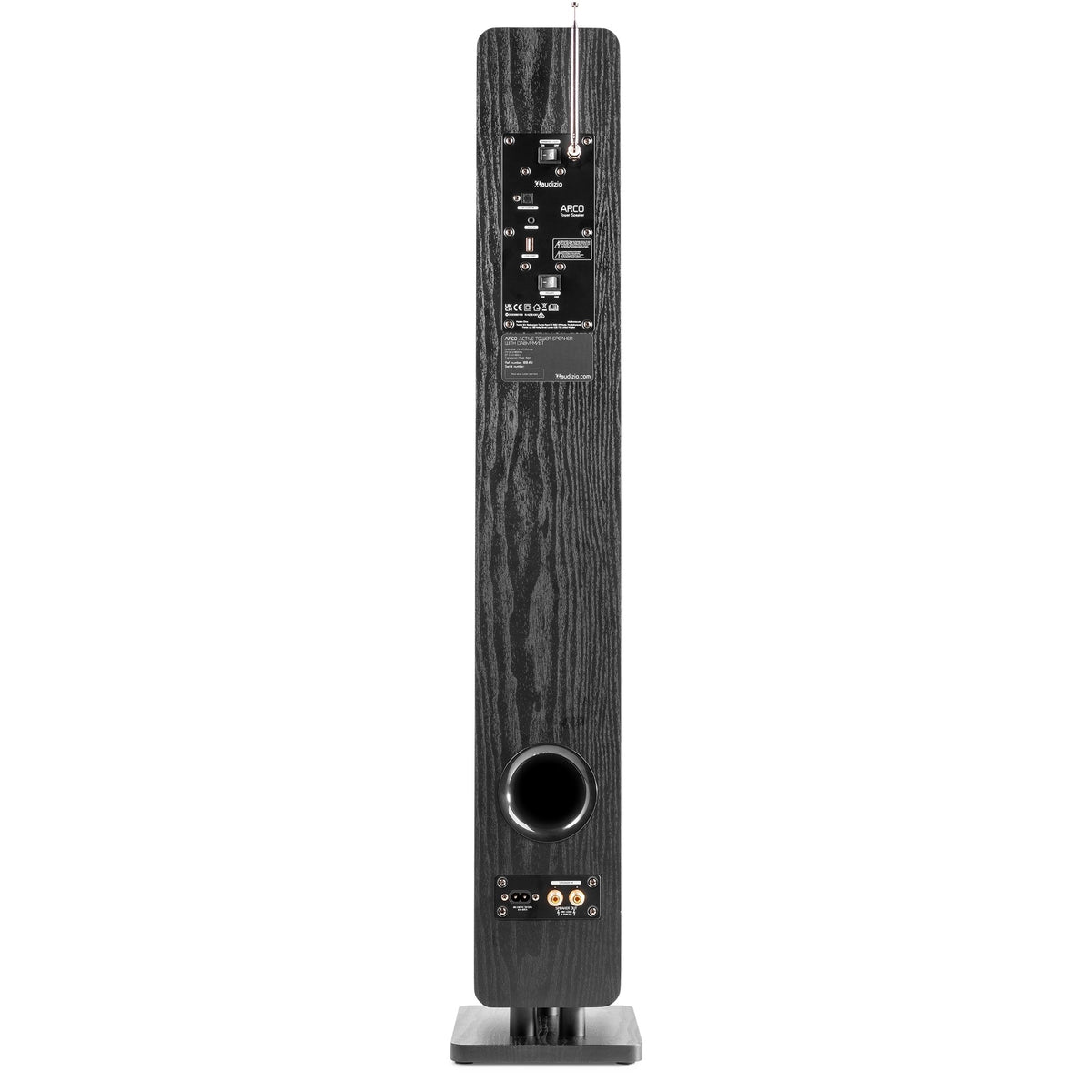 Audizio ARCO Altavoz de torre activa con DAB negro - Altavoz de suelo amplificado con radio digital, Bluetooth y pantalla de