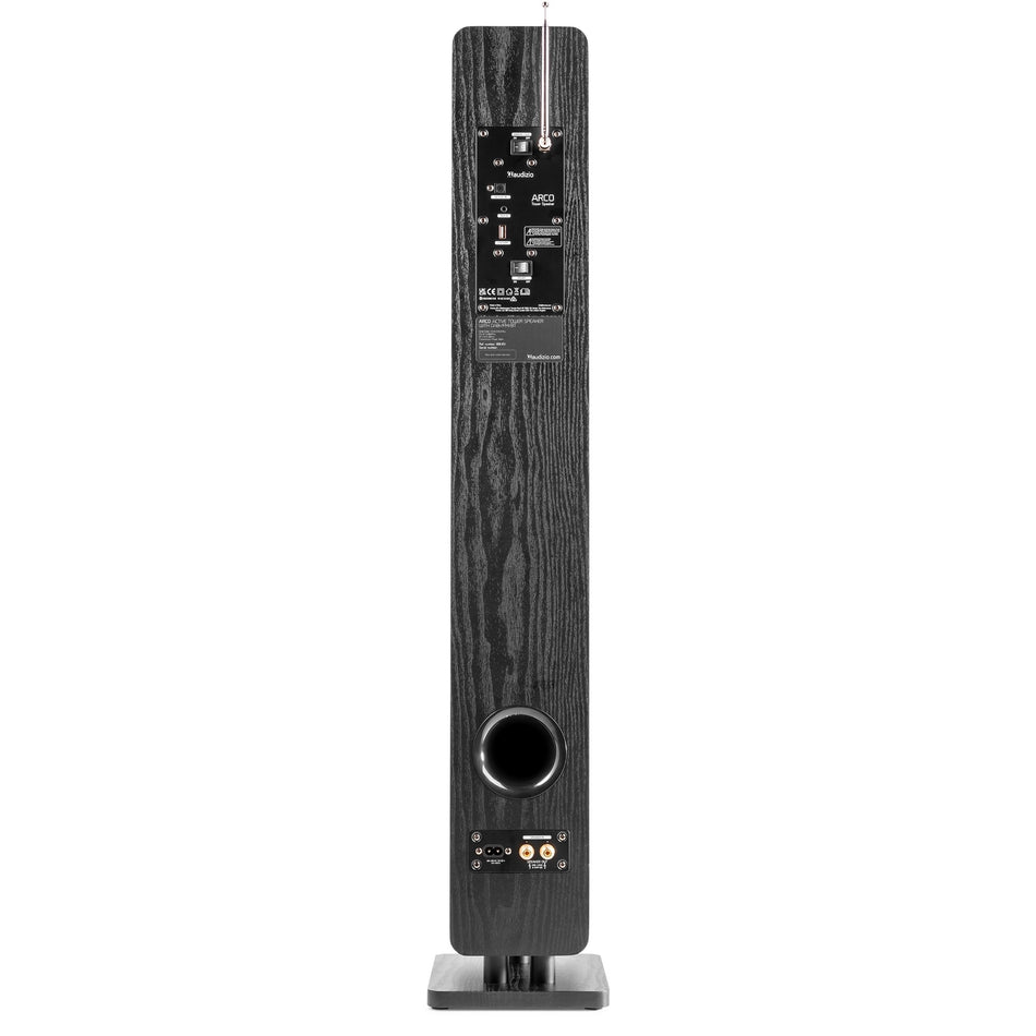 Audizio ARCO Altavoz de torre activa con DAB negro - Altavoz de suelo amplificado con radio digital, Bluetooth y pantalla de