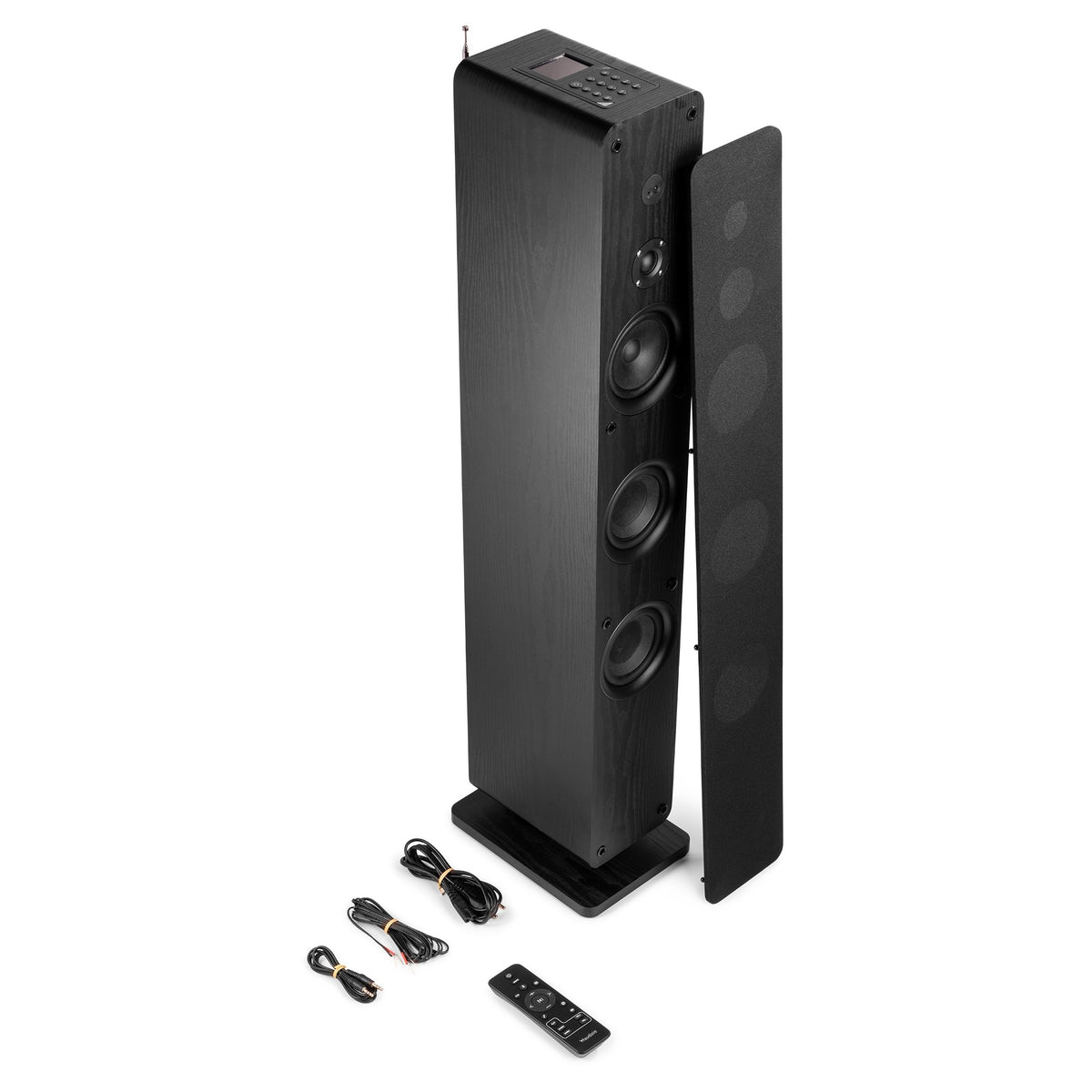 Audizio ARCO Altavoz de torre activa con DAB negro - Altavoz de suelo amplificado con radio digital, Bluetooth y pantalla de