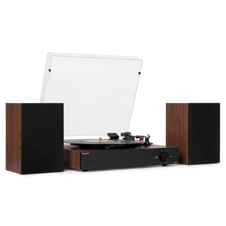 Audizio RP325W - Turntable with Bluetooth and 2 Speakers in Wood Finish