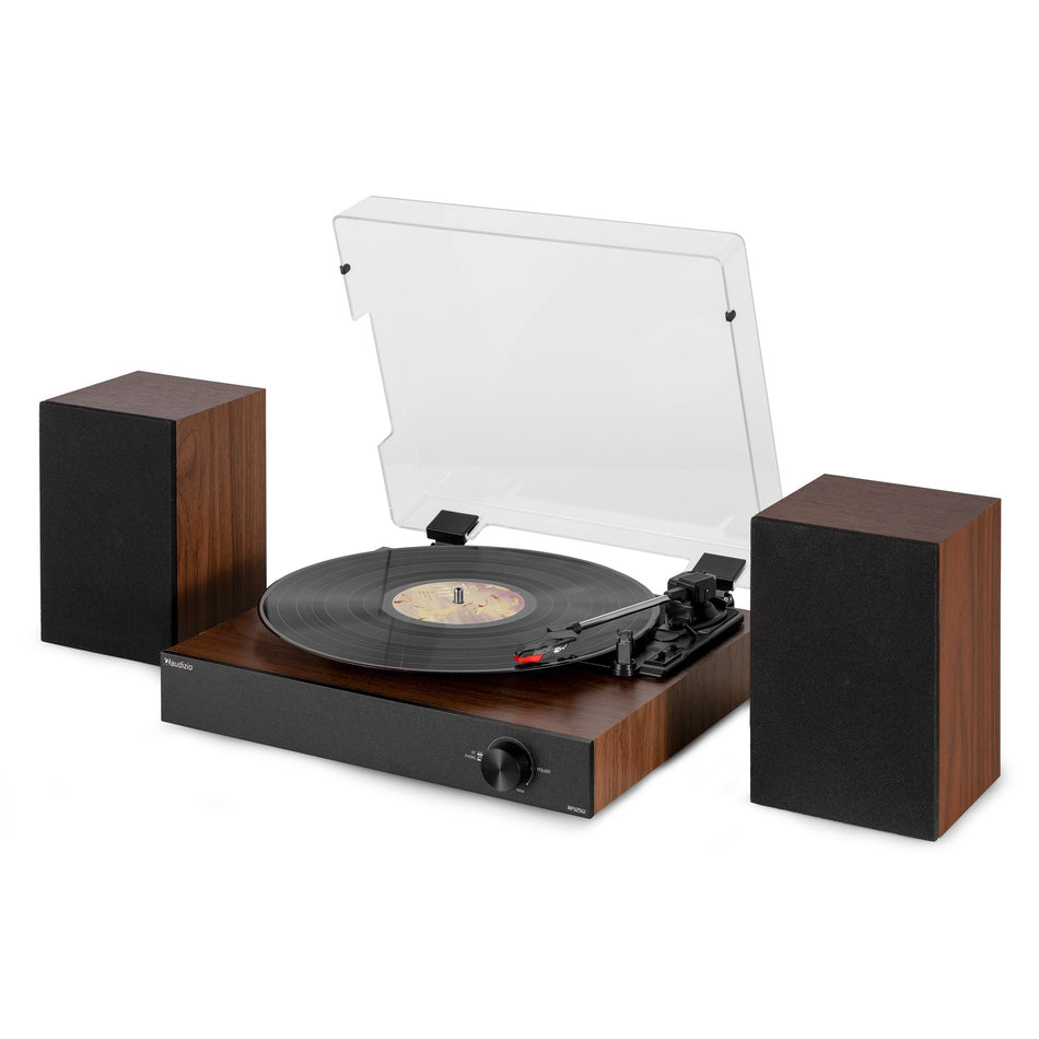 Audizio RP325W - Turntable with Bluetooth and 2 Speakers in Wood Finish