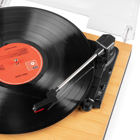 Audizio Tupelo - Tocadiscos Bluetooth con altavoces externos y acabado de bambú - Tempo Shop