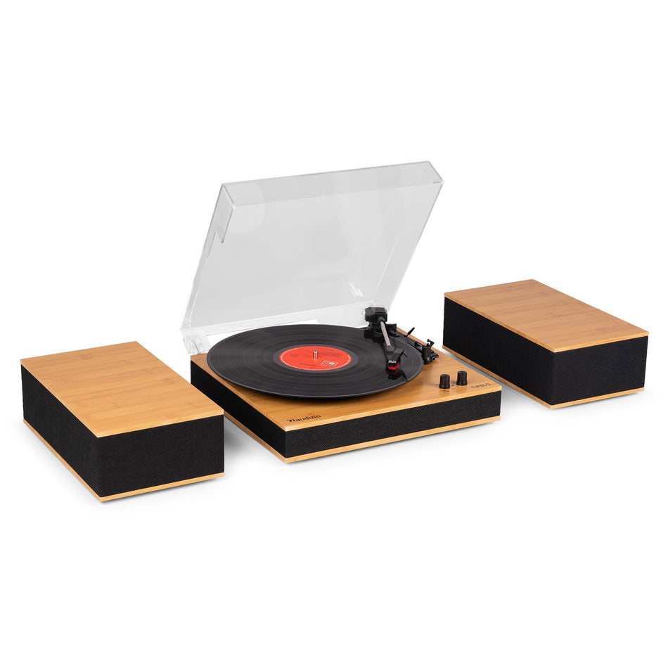 Audizio Tupelo - Tocadiscos Bluetooth con altavoces externos y acabado de bambú - Tempo Shop