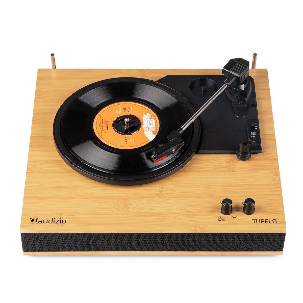 Audizio Tupelo - Tocadiscos Bluetooth con altavoces externos y acabado de bambú - Tempo Shop