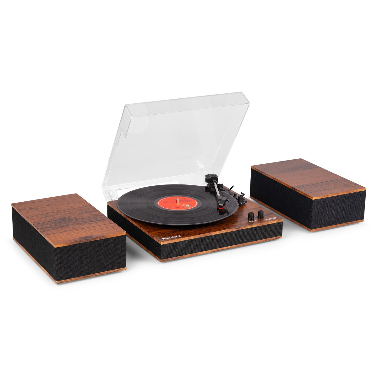 Audizio Tupelo - Tocadiscos BT con 2 Altavoces Madera de 120W - Tempo Shop