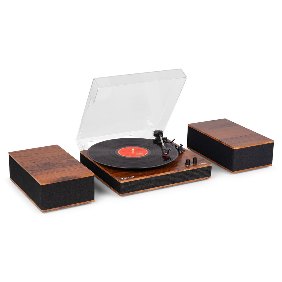 Audizio Tupelo - Tocadiscos BT con 2 Altavoces Madera de 120W - Tempo Shop