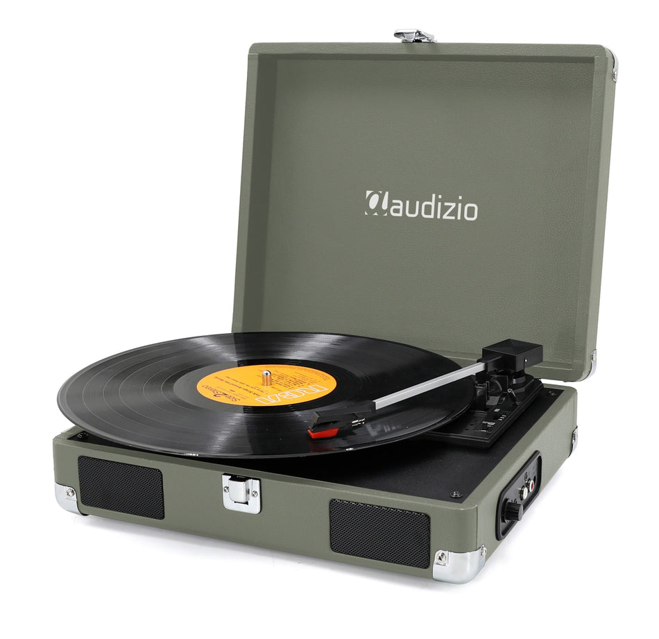 Audizio RP111W - Suitcase Turntable with Integrated Speakers in Wood Finish