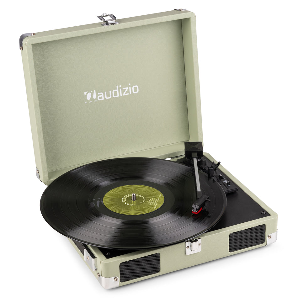 Audizio RP111W - Giradiscos de Maleta con Altavoces Integrados en Acabado de Madera