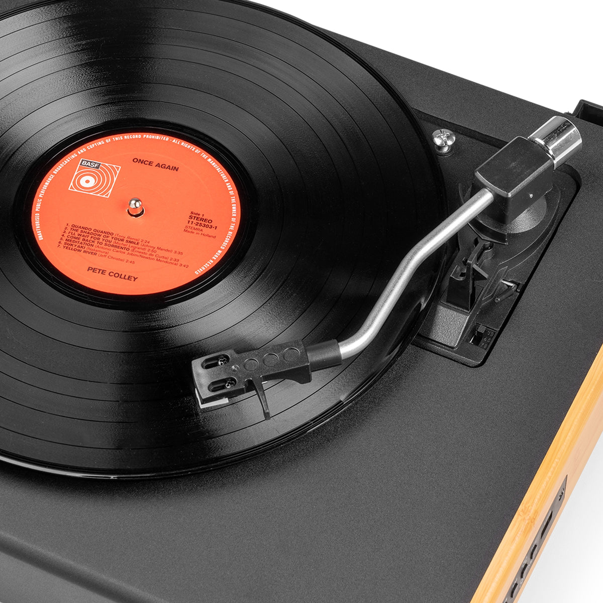 Audizio RP335BB - Tocadiscos Vintage con Altavoces y Bluetooth en Acabado Bambú