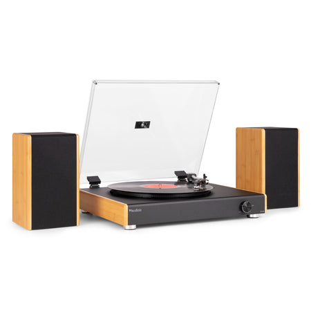 Audizio RP335BB - Tocadiscos Vintage con Altavoces y Bluetooth en Acabado Bambú