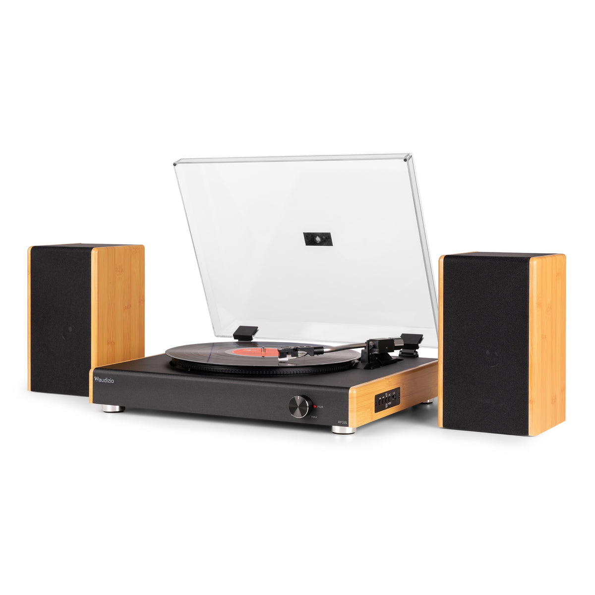 Audizio RP335BB - Tocadiscos Vintage con Altavoces y Bluetooth en Acabado Bambú