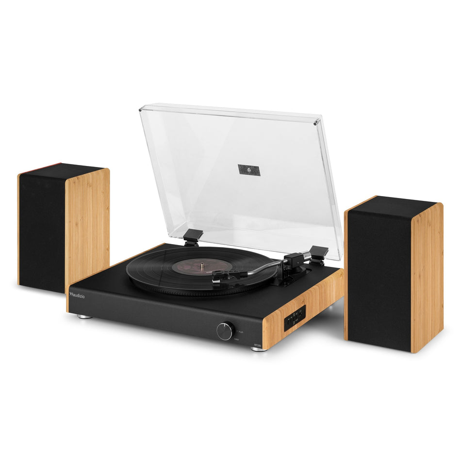 Audizio RP335BB - Vintage Turntable with Speakers and Bluetooth in Bamboo Finish