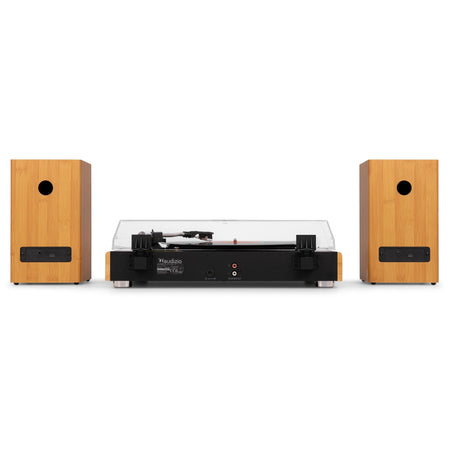 Audizio RP337BB - Tocadiscos Vintage en Bambú con Altavoces Inalámbricos y Retorno Automático - Tempo Shop