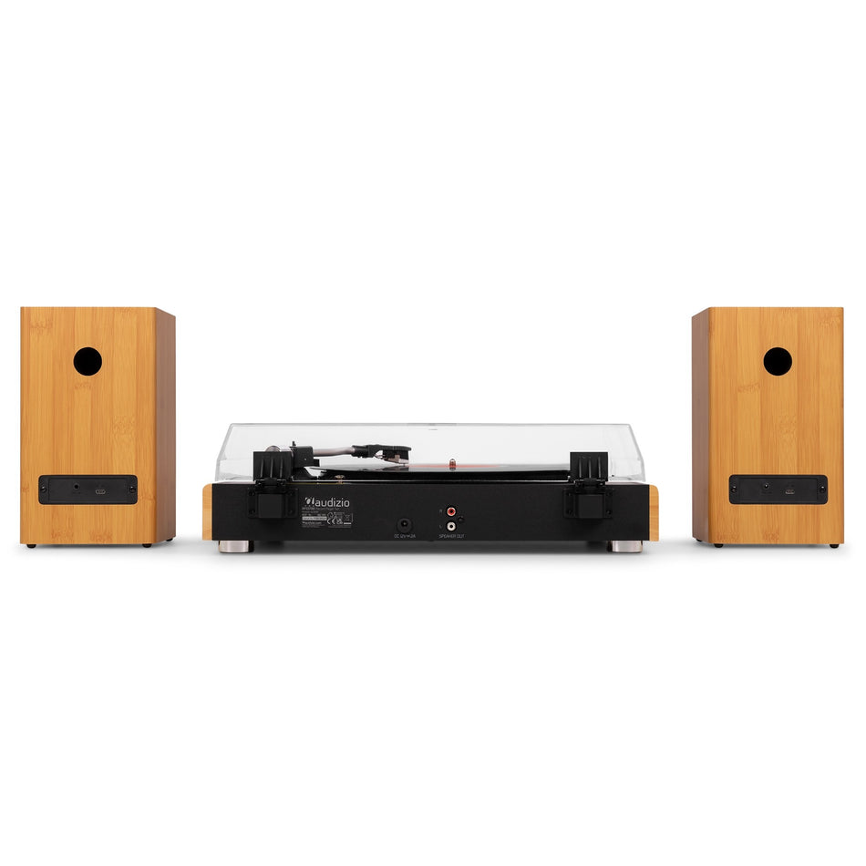Audizio RP337BB - Tocadiscos Vintage en Bambú con Altavoces Inalámbricos y Retorno Automático - Tempo Shop
