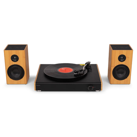 Audizio RP337BB - Tocadiscos Vintage en Bambú con Altavoces Inalámbricos y Retorno Automático - Tempo Shop