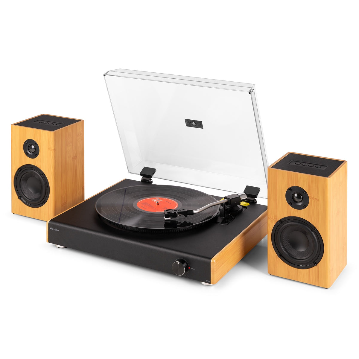 Audizio RP337BB - Tocadiscos Vintage en Bambú con Altavoces Inalámbricos y Retorno Automático - Tempo Shop