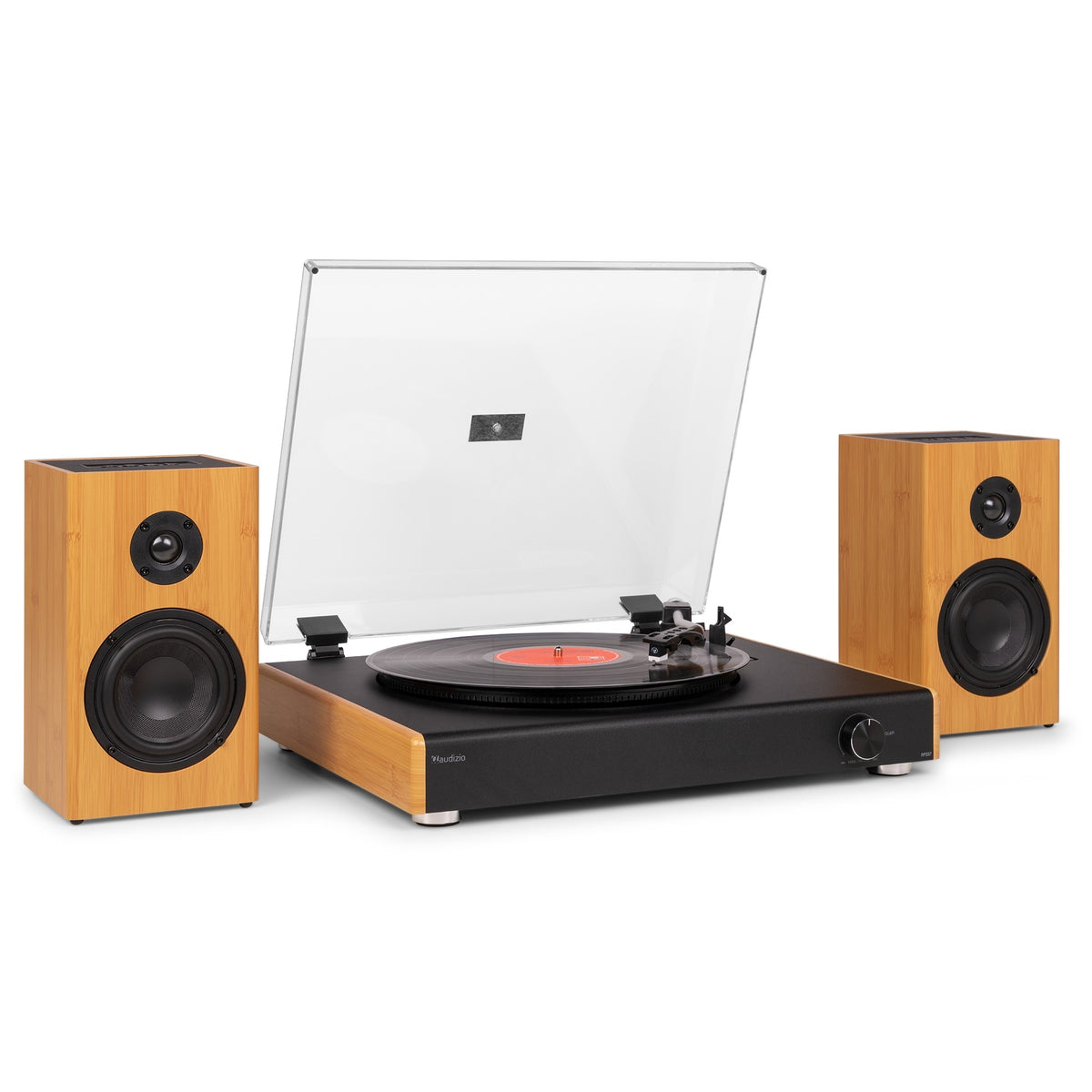 Audizio RP337BB - Tocadiscos Vintage en Bambú con Altavoces Inalámbricos y Retorno Automático - Tempo Shop