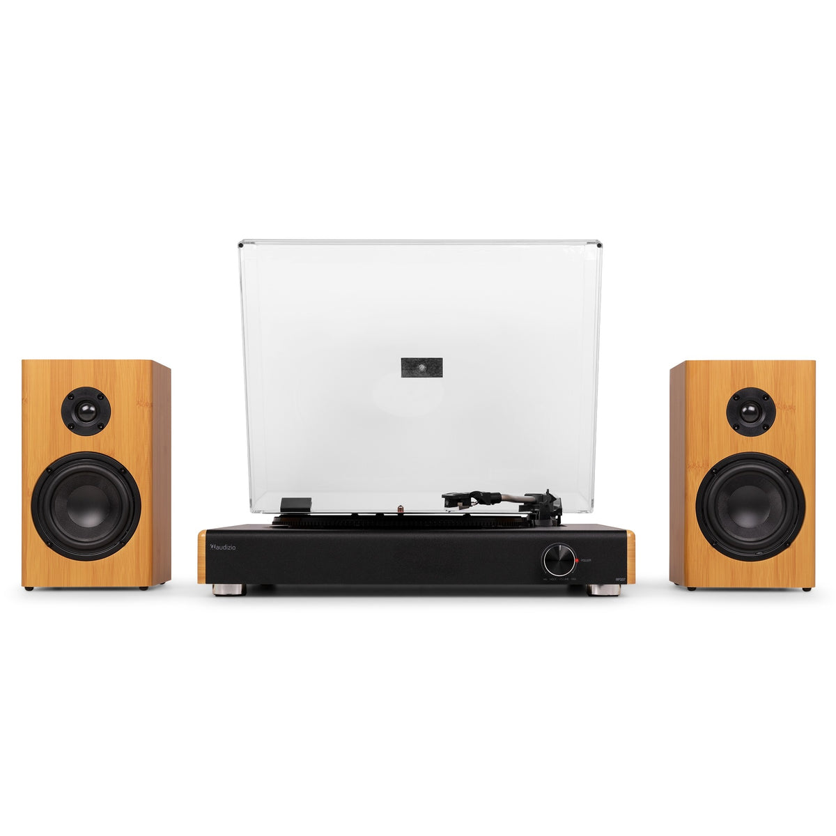 Audizio RP337BB - Tocadiscos Vintage en Bambú con Altavoces Inalámbricos y Retorno Automático - Tempo Shop