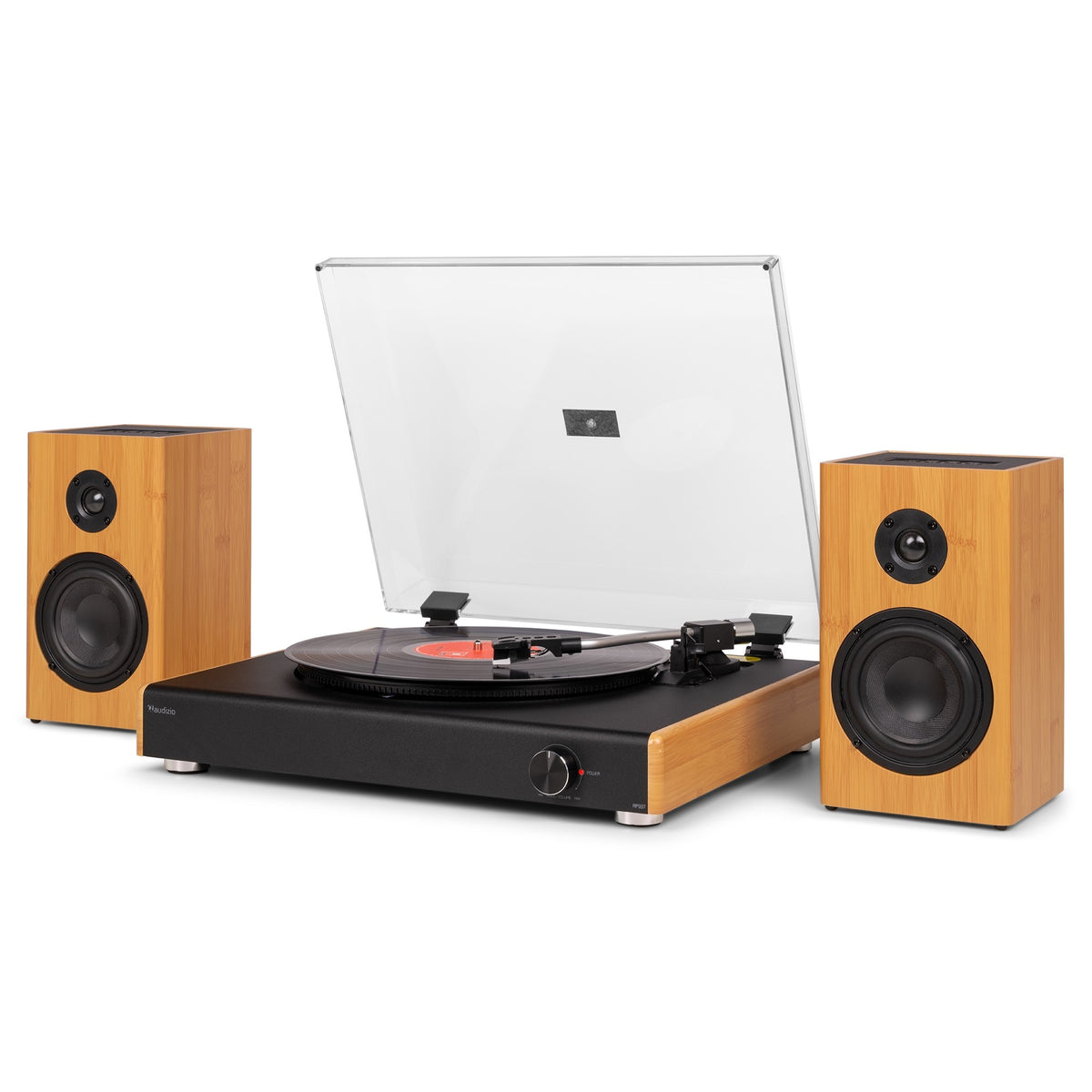 Audizio RP337BB - Tocadiscos Vintage en Bambú con Altavoces Inalámbricos y Retorno Automático - Tempo Shop