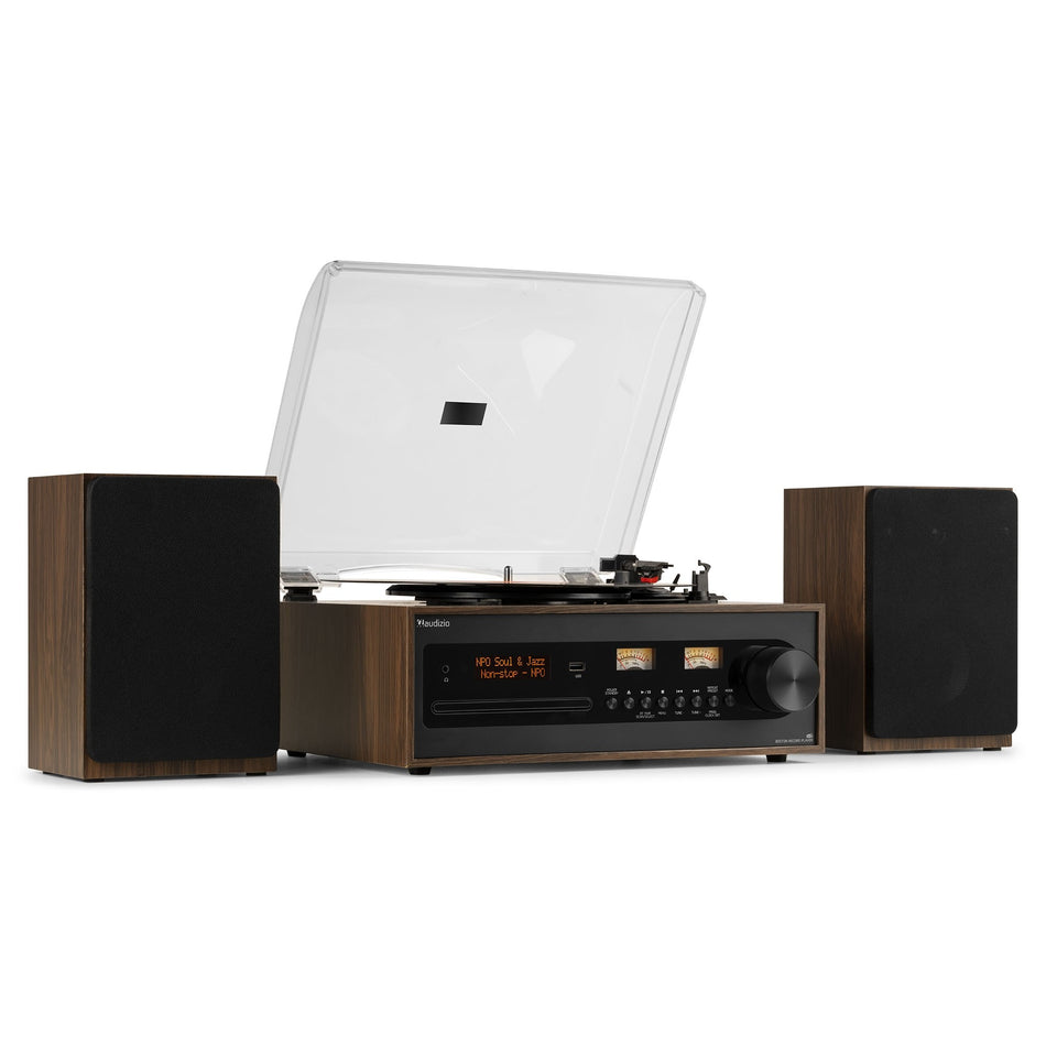 Audizio Boston - Retro Turntable and Music Center with HiFi Speakers