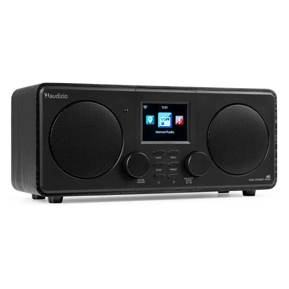 Audizio Foza - Internet Stereo Radio with Wi-Fi, DAB+, FM and Bluetooth in Black