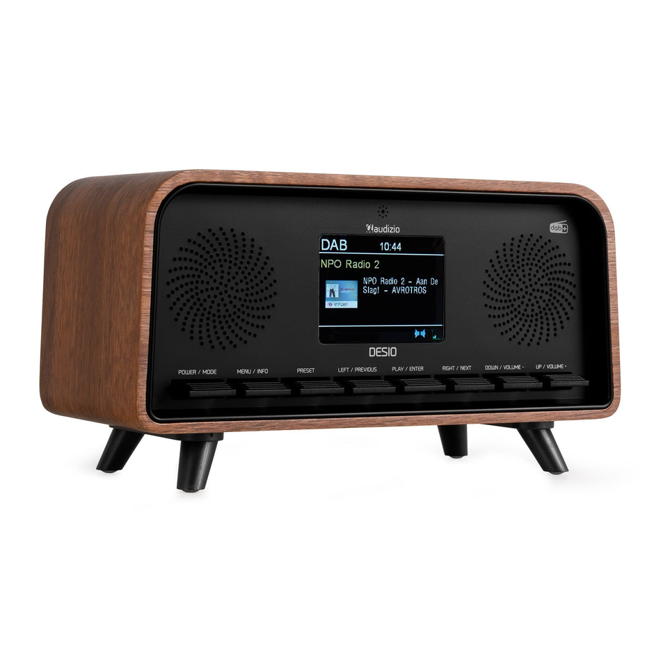 Audizio Desio - DAB+ Digital Radio with Bluetooth and Retro Design in Dark Wood